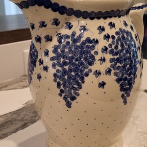 Blue and White Ceramic Pitcher